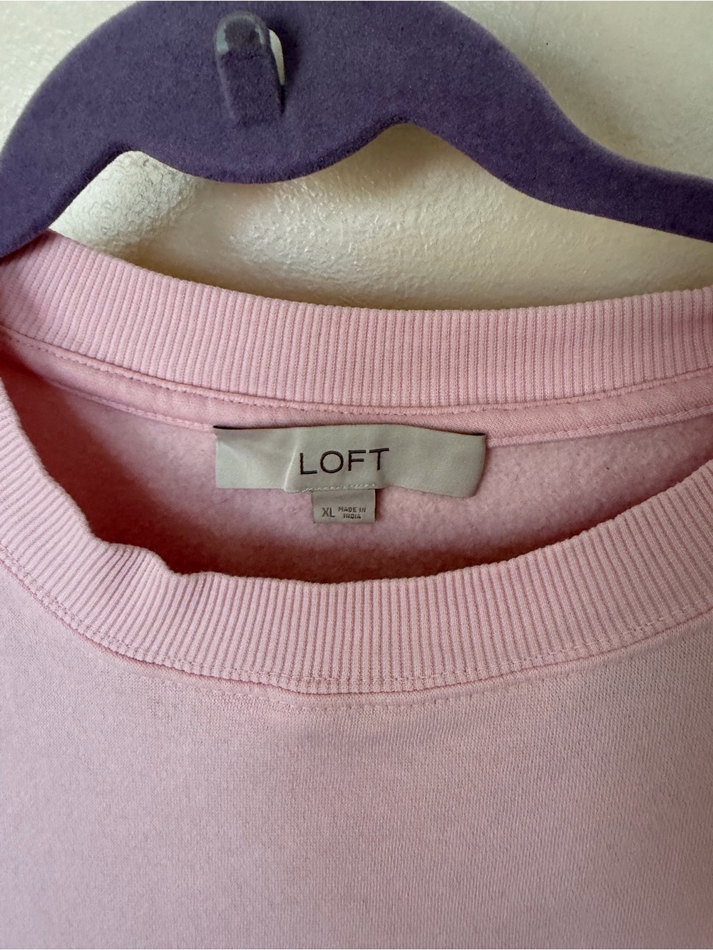 LOFT Light Pink Long Sleeve Sweatshirt - Picture 3 of 5